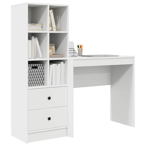 vidaXL Desk with Drawer 2 pcs White