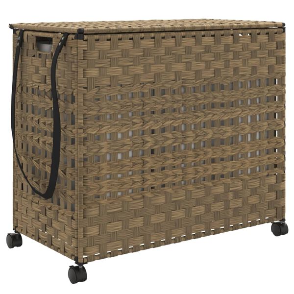 vidaXL Laundry Basket with Wheels 66x35x60 cm Rattan