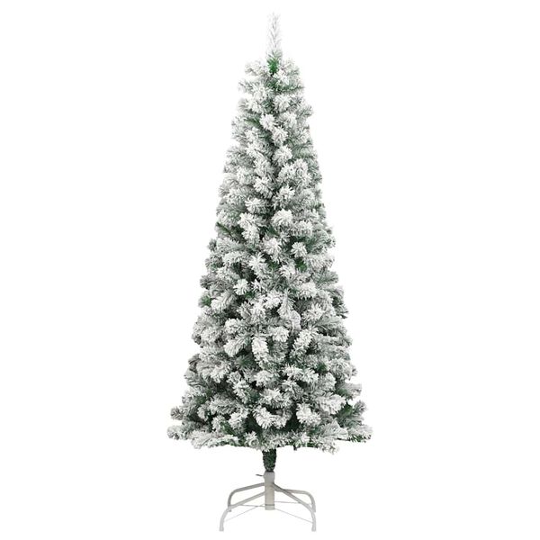vidaXL Artificial Hinged Christmas Tree Green and White 210 cm