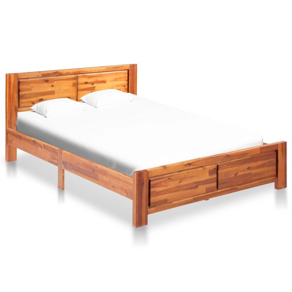vidaXL Bed Frame with Cabinets Solid Acacia Wood Brown 140x200 cm
