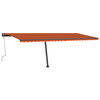 vidaXL Freestanding Manual Retractable Awning 600x350 cm Orange/Brown