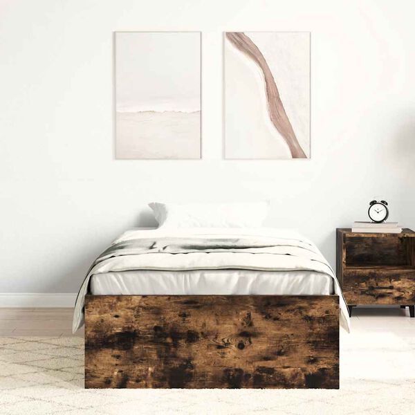 vidaXL Bed Frame without Mattress Smoked Oak 75x190 cm Small Single Small Single