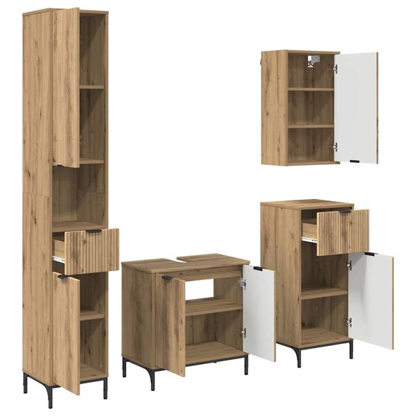 vidaXL Bathroom Furniture Set Artisan Oak Engineered wood, Metal