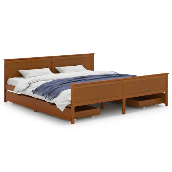 vidaXL Bed Frame without Mattress Honey Brown Solid Wood 200x200 cm