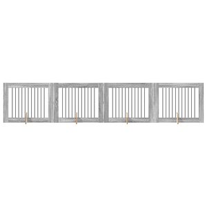 vidaXL Dog Gate with Stands 4 pcs Grey Sonoma 100 x 80 cm