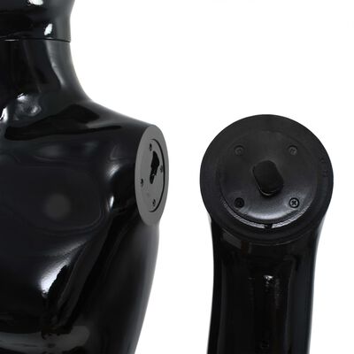 vidaXL Full Body Male Mannequin with Glass Base Glossy Black 185 cm