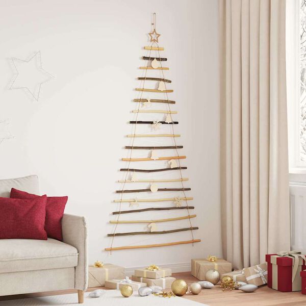 vidaXL Christmas Tree with 100 LEDs Natural 180 cm Solid Ash wood