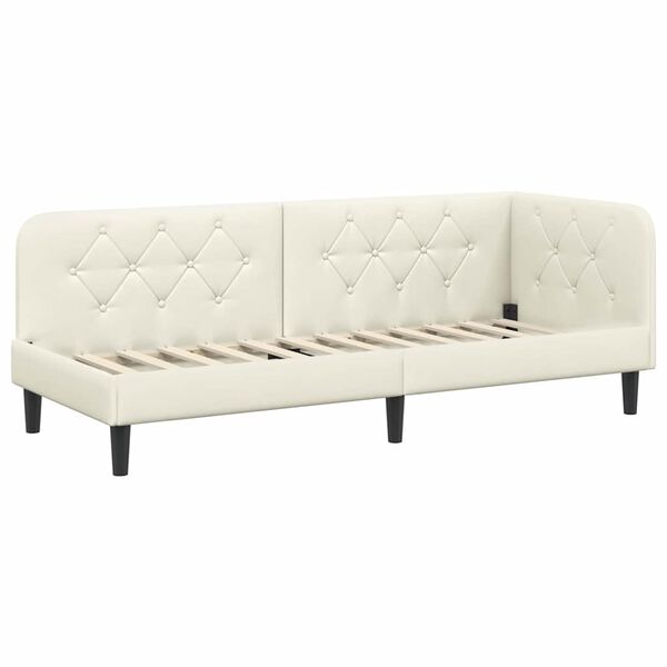 vidaXL Corner Bed Frame with Headboard Cream 80 x 200 cm Velvet