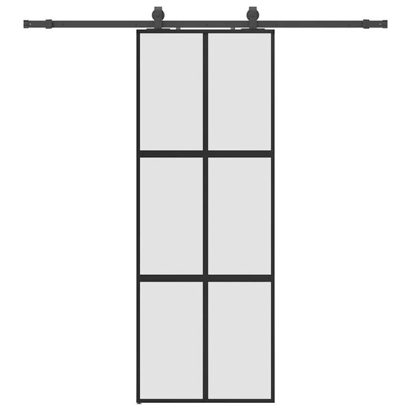 vidaXL Sliding Door with Hardware Set Black 76x205 cm Tempered Glass