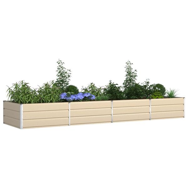 vidaXL Planter Ivory 385 x 100 x 45 cm Galvanised Steel
