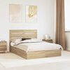 vidaXL Storage Bed with Drawer Sonoma Oak 160 x 200 cm Engineered Wood
