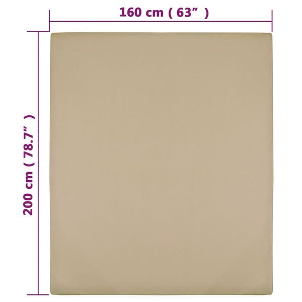 vidaXL Jersey Fitted Sheet Taupe 160x200 cm Cotton