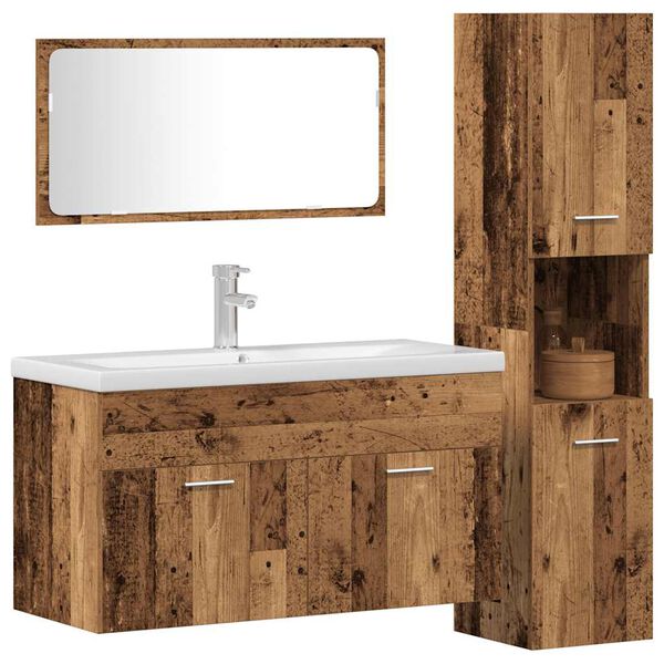 vidaXL 3 Piece Bathroom Furniture Set Old Wood Engineered Wood