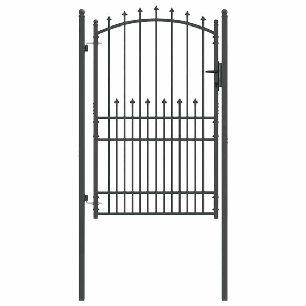 vidaXL Fence Gate with Spikes Grey 200 x 100 cm Powder-coated steel