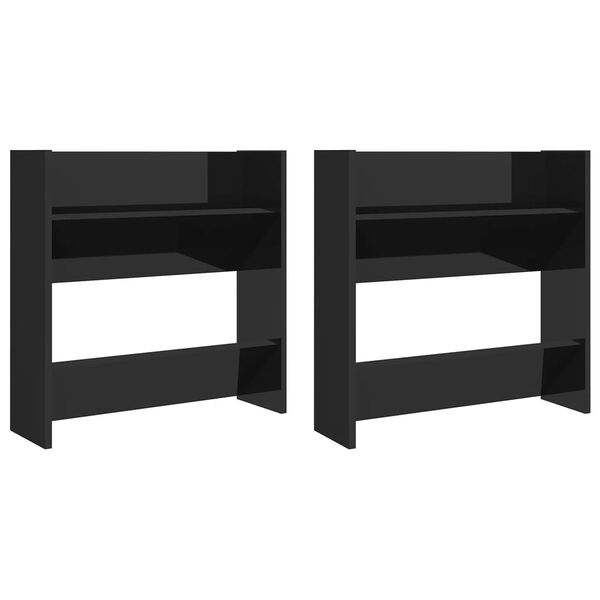 vidaXL Wall Shoe Cabinets 2 pcs High Gloss Black 60x18x60 cm Engineered Wood
