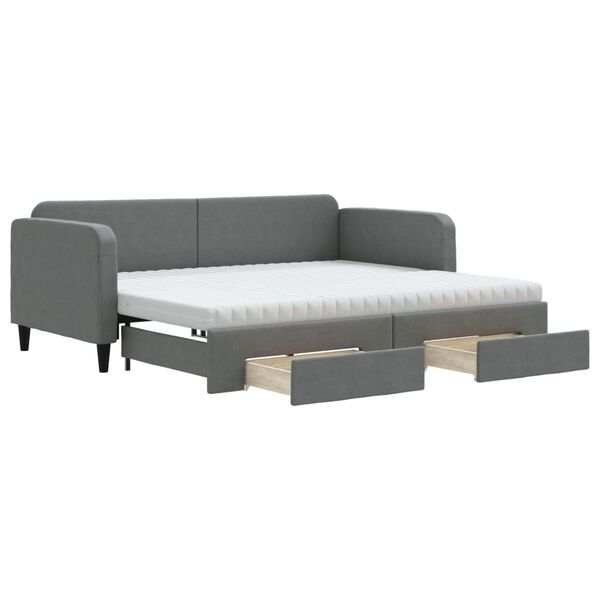 vidaXL Daybed with Trundle and Drawers Dark Grey 90x190 cm Fabric