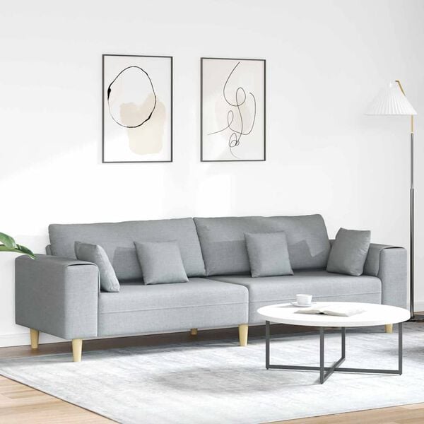 vidaXL Sofa with Cushion Light Grey 250 x 77 x 76 cm Fabric