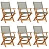 vidaXL Folding Chairs 6 pcs Grey Poly Rattan and Solid Wood