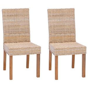 vidaXL Dining Chair 2 pcs Natural 45 x 54 x 93 cm Solid Mahogany Wood