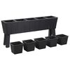 vidaXL Garden Raised Bed with Legs and 5 Pots 118x25x50 cm Poly Rattan Black