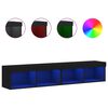 vidaXL TV Cabinets with LED Lights 2 pcs Black 80x30x30 cm