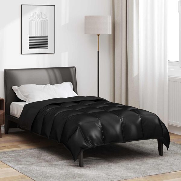 vidaXL Winter Duvet Black 200 x 140 cm Satin and Microfiber