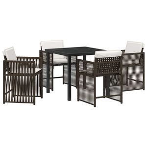 vidaXL Garden Dining Set 5 pcs Brown Poly Rattan