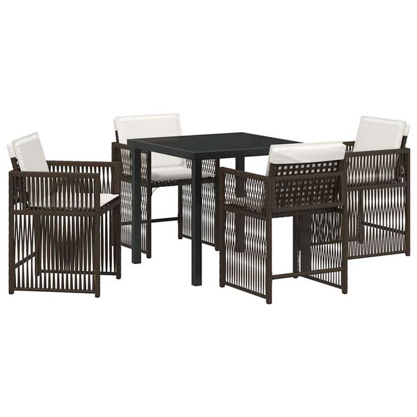 vidaXL Garden Dining Set 5 pcs Brown Poly Rattan