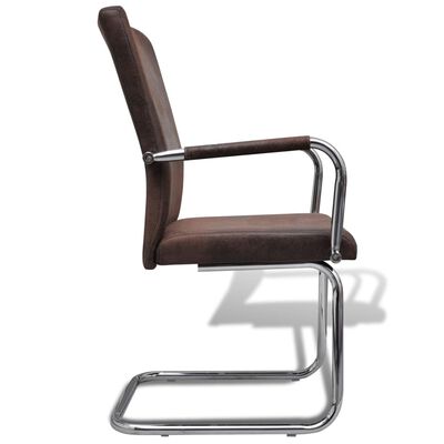 vidaXL Cantilever Dining Chairs 4 pcs Brown Faux Leather