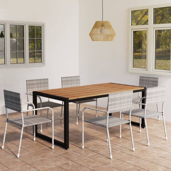 vidaXL 7 Piece Garden Dining Set Grey