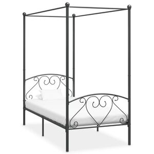 vidaXL Bed Frame | Grey | Metal | Single | Durable | Bed Frame | Rectangular