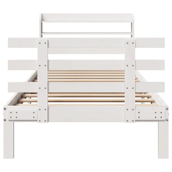 vidaXL Bed Frame with Headboard without Mattress White 90x190 cm Single