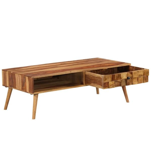 vidaXL Coffee Table Solid Acacia Wood with Honey Finish 110x50x37 cm