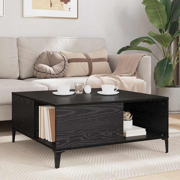 vidaXL Coffee Table Black Oak 80 x 80 x 36.5 cm Engineered Wood