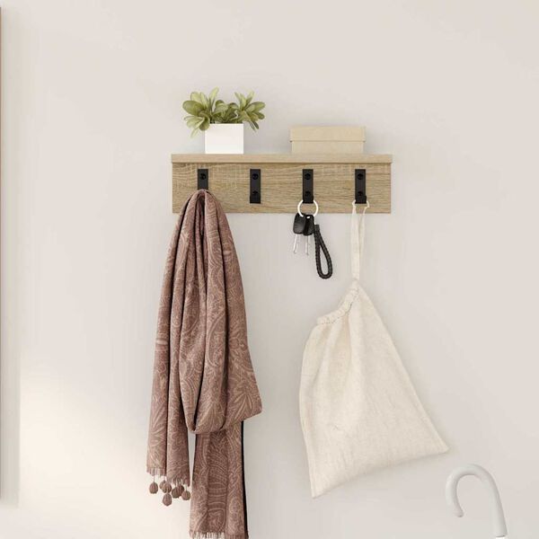 vidaXL Wall-Mounted Coat Rack Sonoma Oak 40 x 10.5 x 10.5 cm