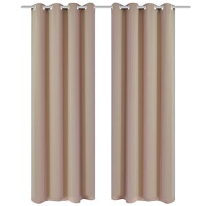 2 pcs Cream Blackout Curtains with Metal Rings 135 x 245 cm