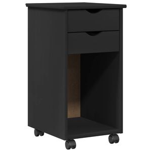 vidaXL Rolling Cabinet Black 34 x 39 x 65.5 cm Solid Pine Wood