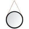vidaXL Wall Mirror with Strap Black &Oslash; 55 cm