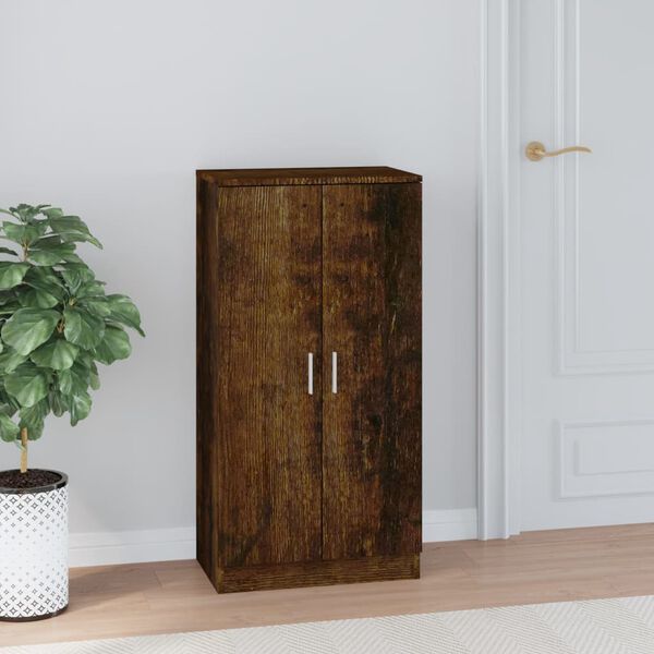 vidaXL Shoe Cabinet Smoked Oak 55x35x108 cm Engineered Wood