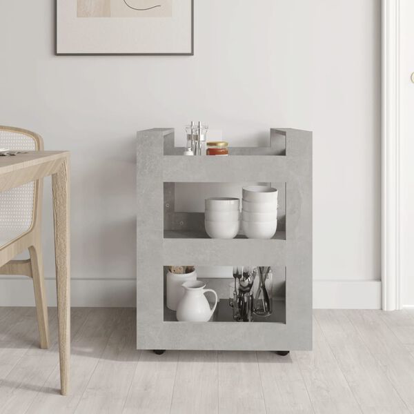 vidaXL Kitchen Trolley Concrete Grey 60x45x80 cm Engineered Wood
