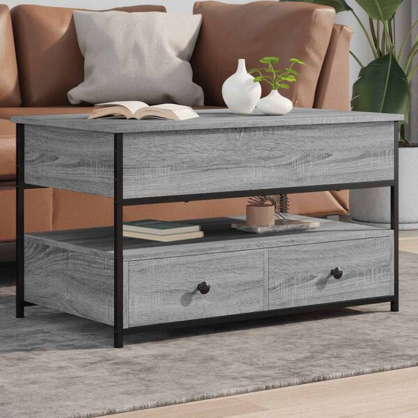 vidaXL Coffee Table Grey Sonoma 85x50x50 cm Engineered Wood and Metal
