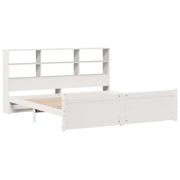 vidaXL Bookcase Bed without Mattress White 180x200 cm Super King Solid Wood Pine