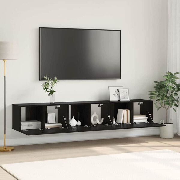 vidaXL TV Cabinet Set 3 pcs Black 60 x 30 x 30 cm Engineered Wood