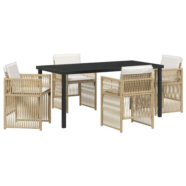 vidaXL Garden Dining Set 5 pcs Beige Powder-Coated Steel