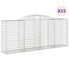 vidaXL Arched Gabion Baskets 15 pcs 300x50x120/140 cm Galvanised Iron