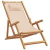 vidaXL Folding Chair Beige Solid Wood Eucalyptus and Fabric
