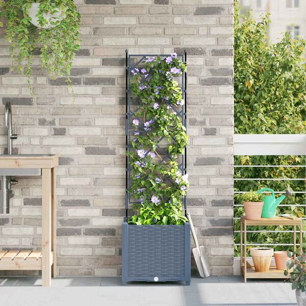 vidaXL Garden Planter LiGht Grey 40 x 40 x 143 cm Steel