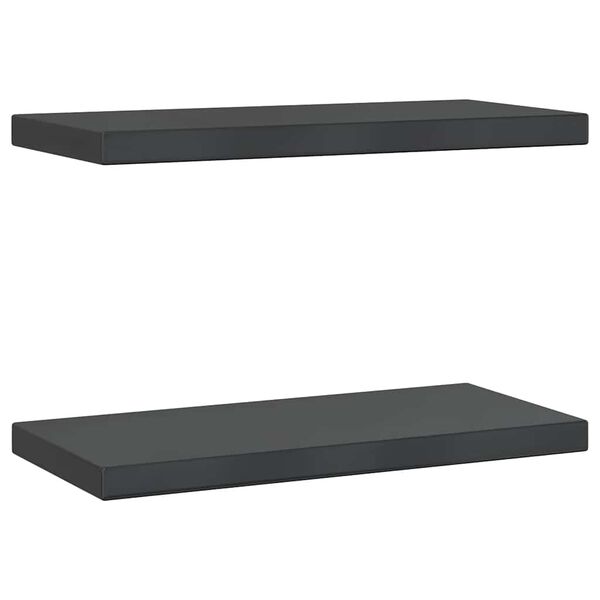 vidaXL Wall Shelves 2 pcs 50x23.5 cm Black Stainless Steel