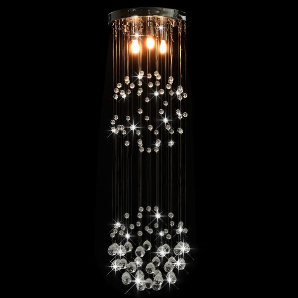 vidaXL Ceiling Lamp with Crystal Beads Silver Sphere 3 x G9 Bulbs