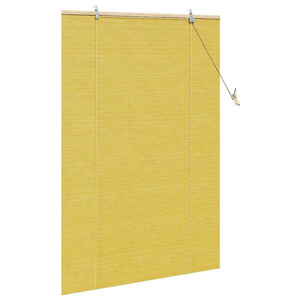 vidaXL Roller Blind with Curtains Manual Yellow 100 x 160 cm Bamboo